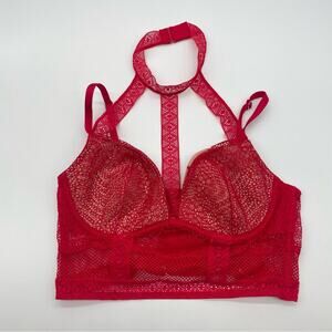 Victoria's Secret Very Sexy Lined Plunge Red Lace Bra